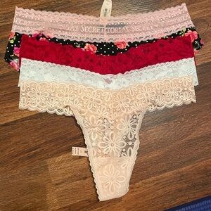4 pairs of Victoria Secret Underwear 3 thongs and 1 lowrise hiphugger All NWT